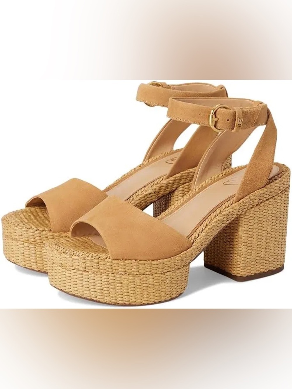 SAM EDELMAN IMMIE SAND SUEDE PLATFORM SANDALS 8.5